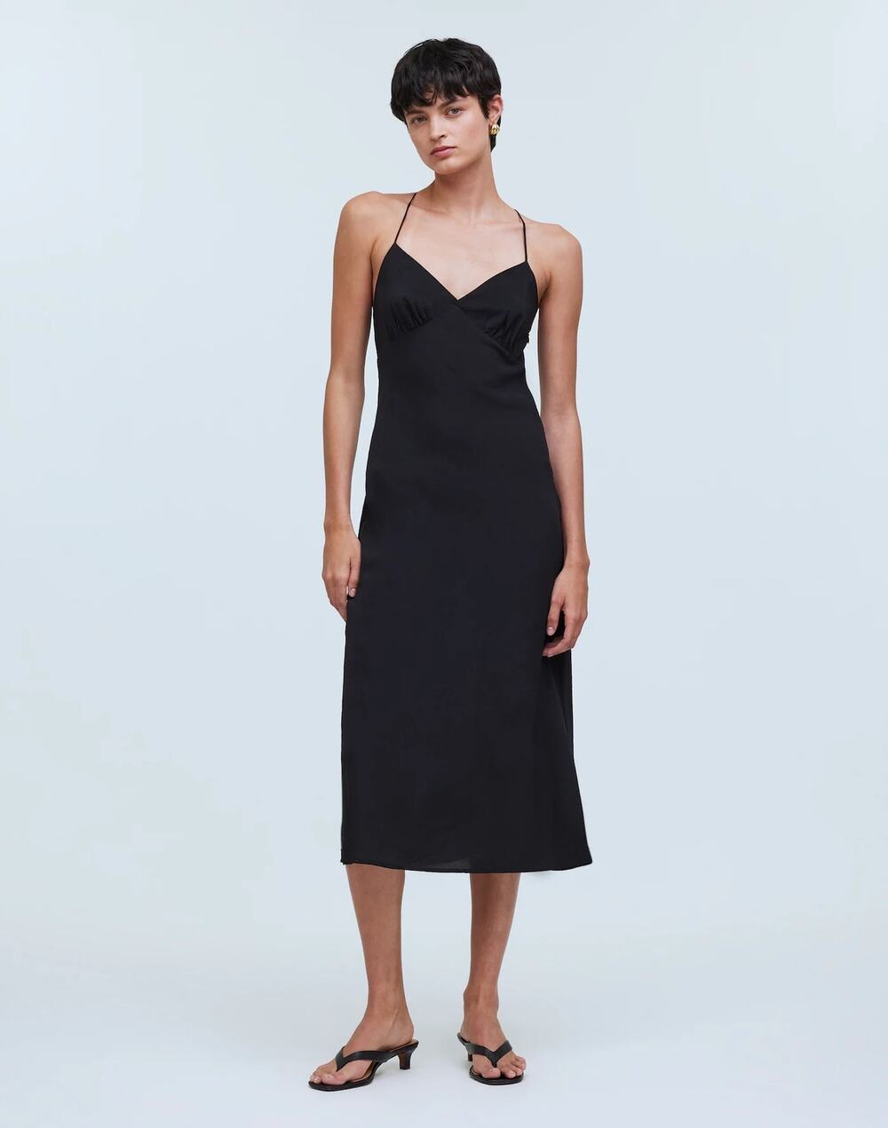 Madewell The Layton Midi Slip Dress – Black – Size 14 – NWT